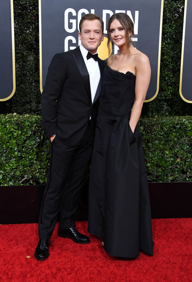 Taron Egerton and Emily Thomas at 2020 golden globes