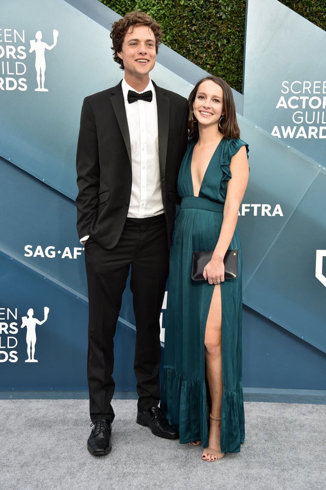 Douglas Smith and Tricia Travis at 2020 sag awards