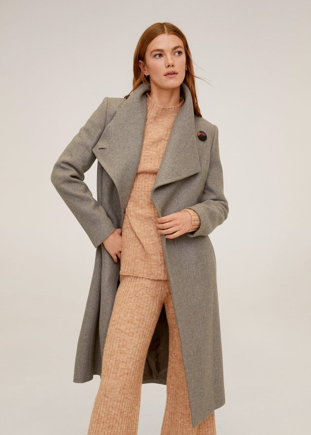 Wide Lapel Wool-Blend Coat