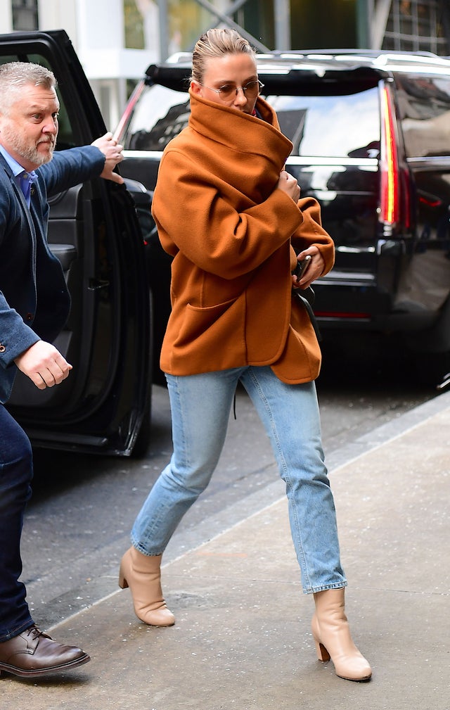 Scarlett Johansson bundled up in nyc