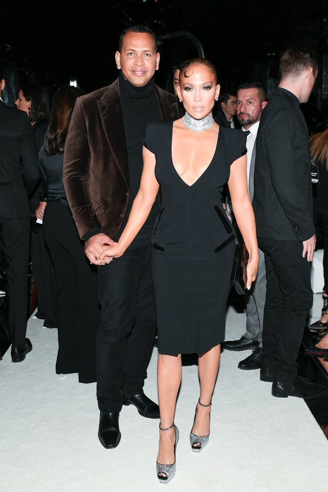 Jennifer Lopez and Alex Rodriguez at Tom Ford F/W 2020 fashion show