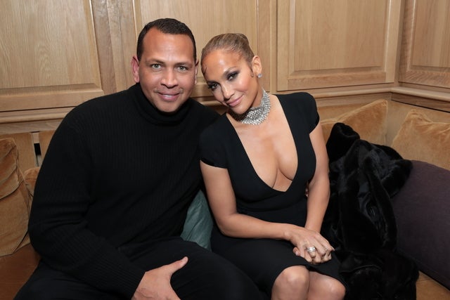 Alex Rodriguez and Jennifer Lopez at caa oscar party