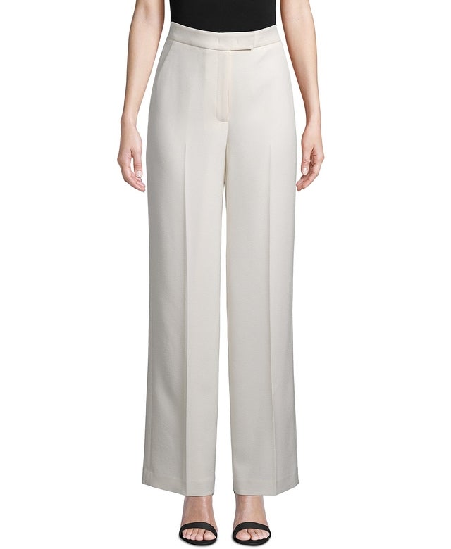 Solid Twill Wide-Leg Pants