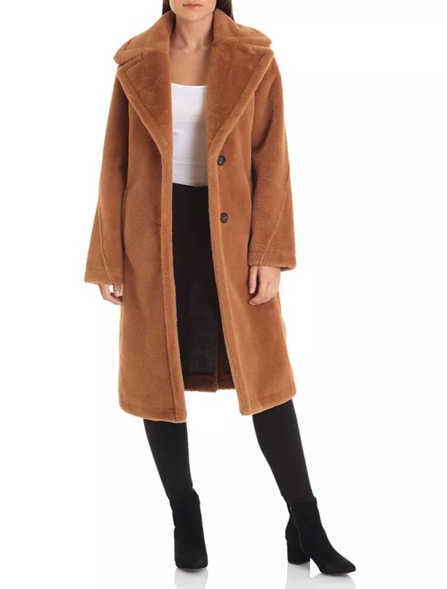 Notched Collar Bonded Faux Fur Coat