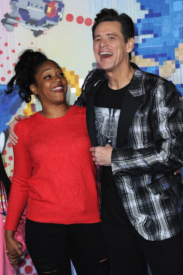 Tiffany Haddish and Jim Carrey at sonic the hedgehog screening