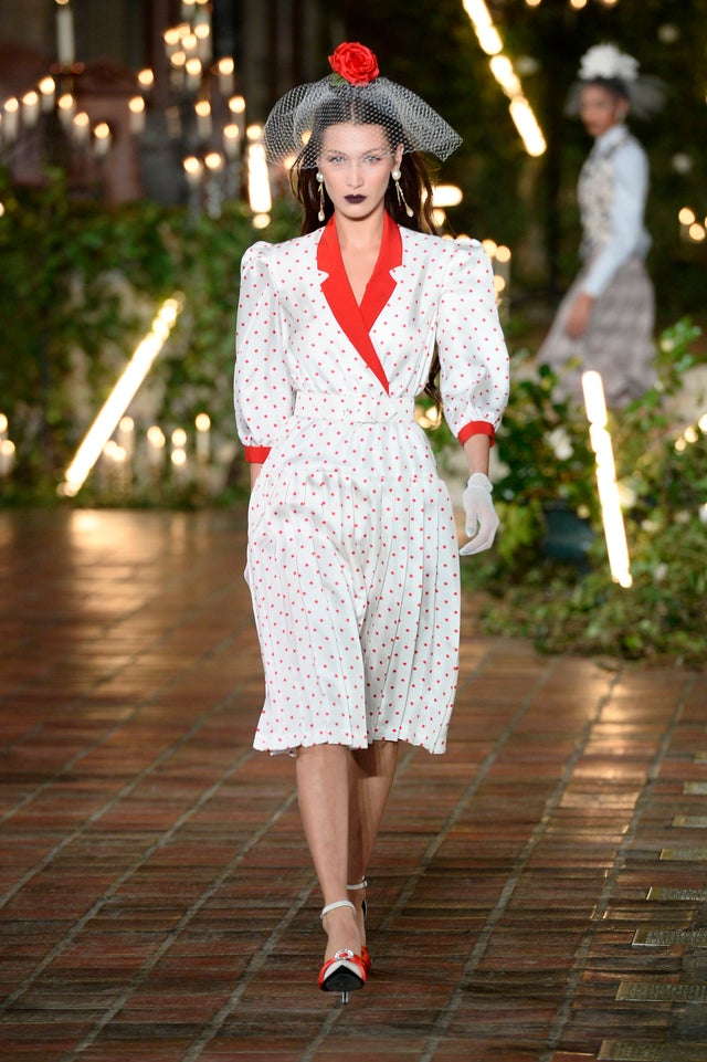 Bella Hadid walks the runway for Rodarte during New York Fashion Week