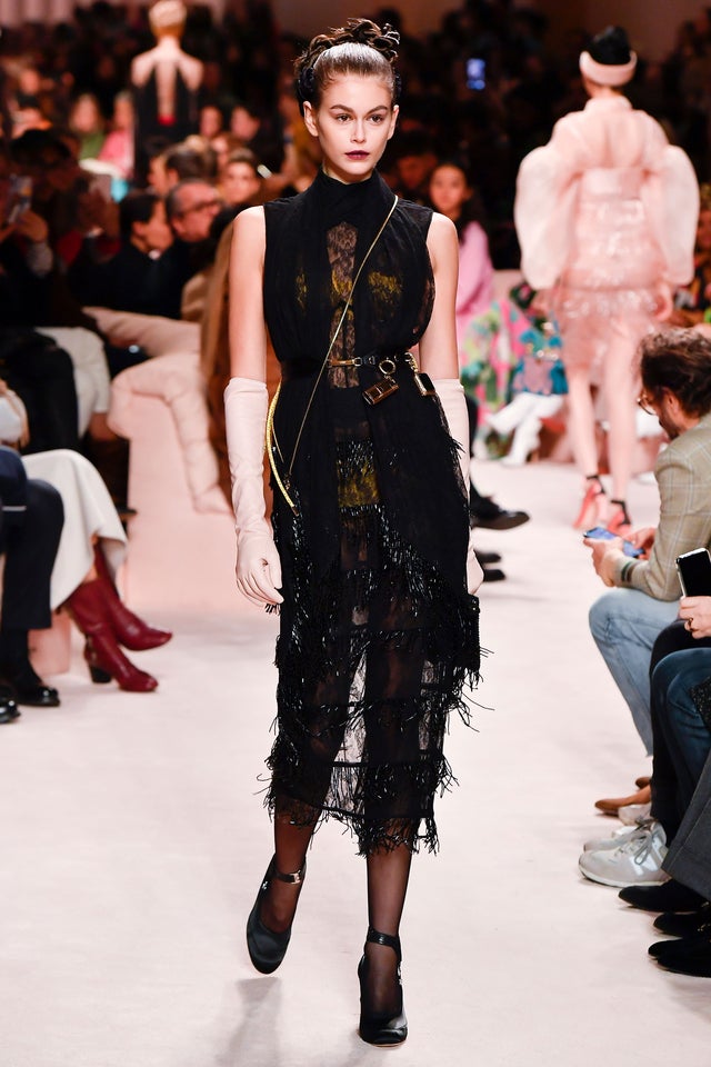 kaia gerber in fendi runway