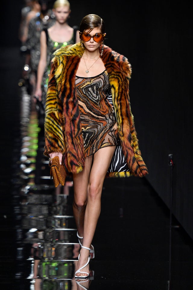 kaia gerber on versace runway