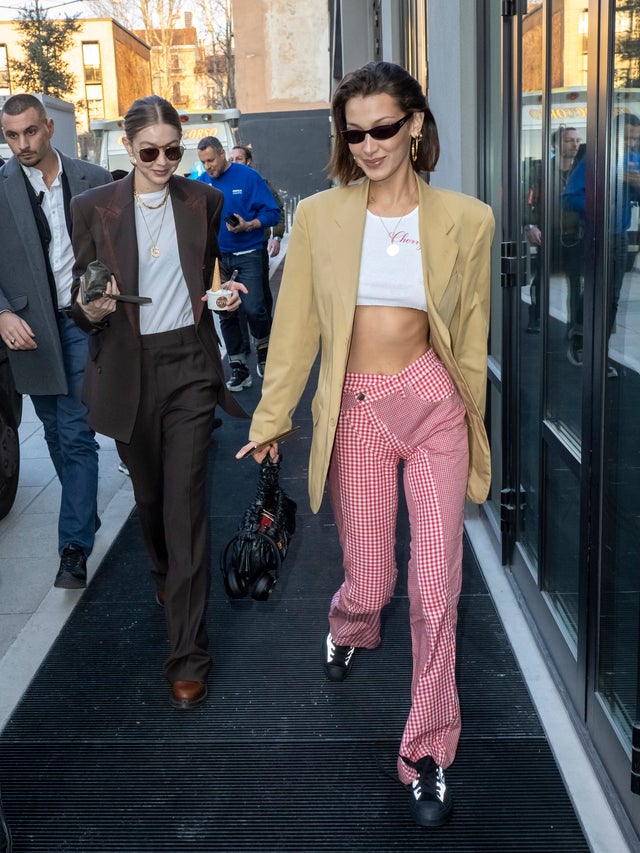 Gigi and Bella Hadid during milan fashion week