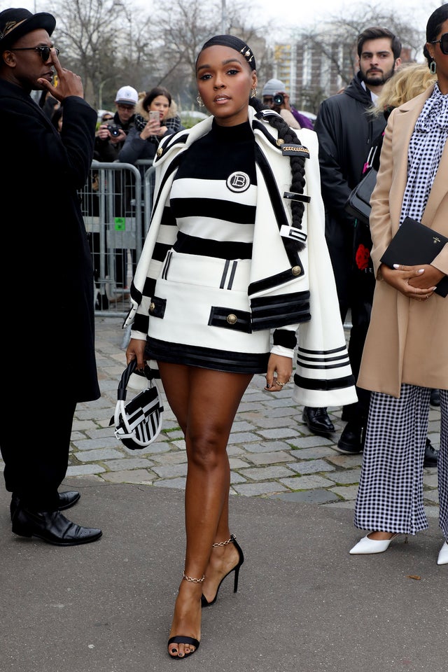 janelle monae outside balmain show during paris fashion week