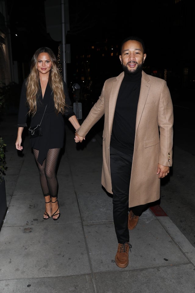 Chrissy Teigen and John Legend at dinner on 2/27