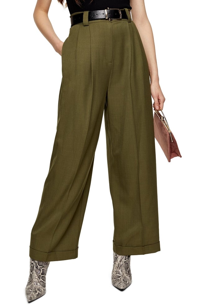 Cuffed Wide Leg Trousers