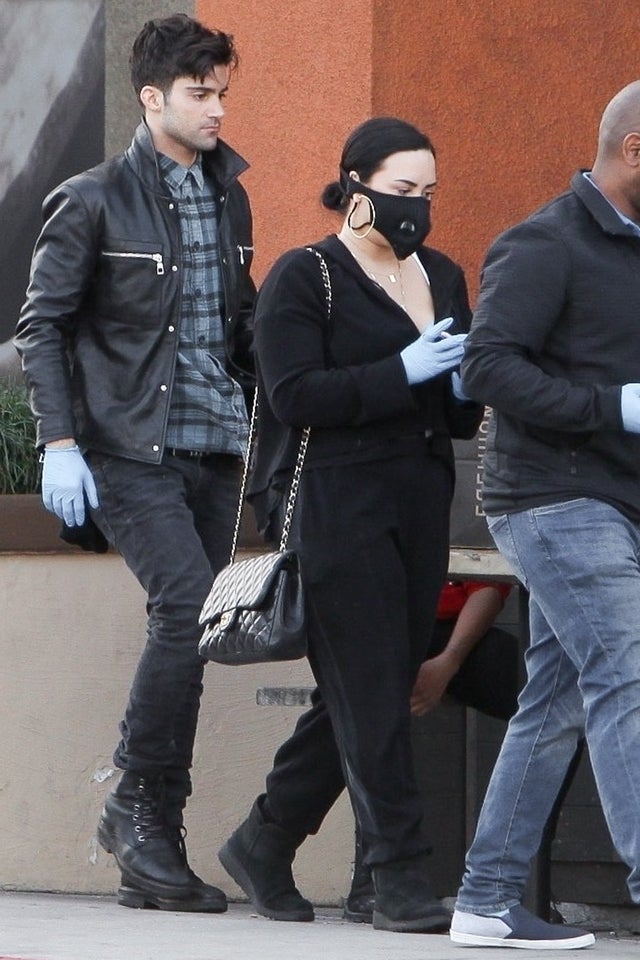 Max Ehrich and Demi Lovato at erewhon on 3/15