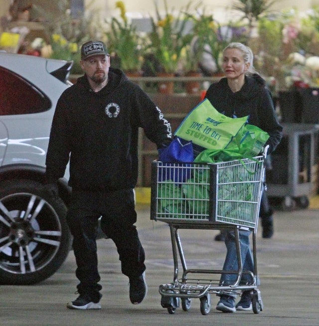 Cameron Diaz and Benji Madden make a rare public appearance as they stock up on groceries