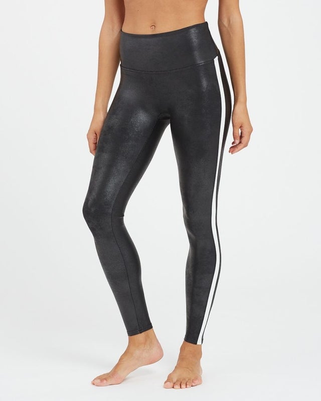 Faux Leather Side Stripe Leggings