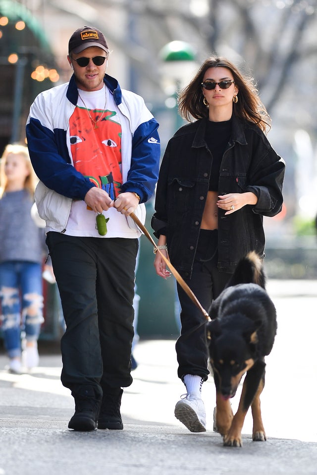 emily ratajkowski and husband walk dog on 3/13
