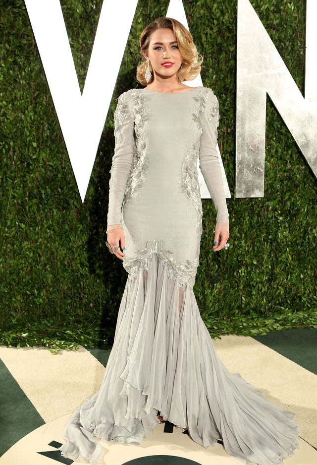 miley cyrus in Roberto Cavalli at the 2012 Vanity Fair Oscar Party