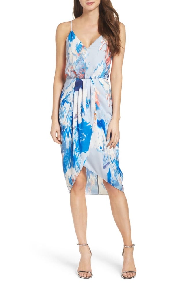 Print Faux Wrap Dress