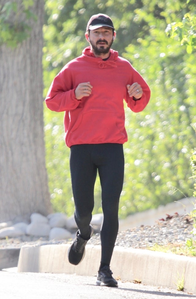 Shia LaBeouf jogs in pasadena