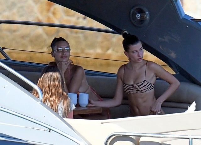 bella hadid and hailey bieber on yacht