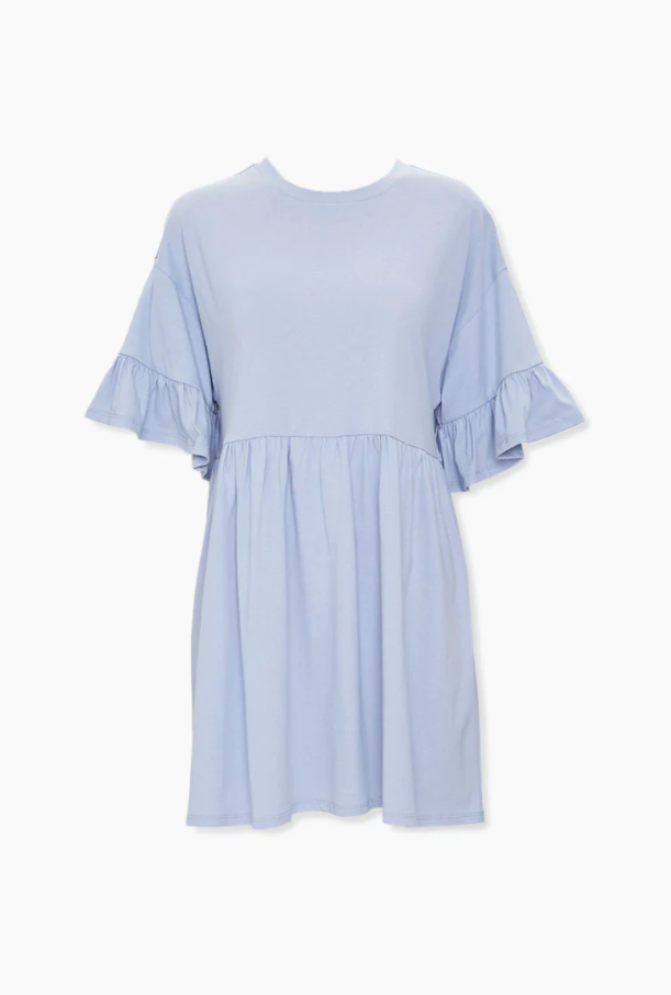 Flounce Trim Swing Dress