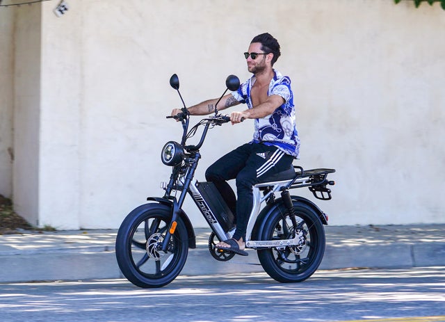 Sasha Farber on electric bike in LA