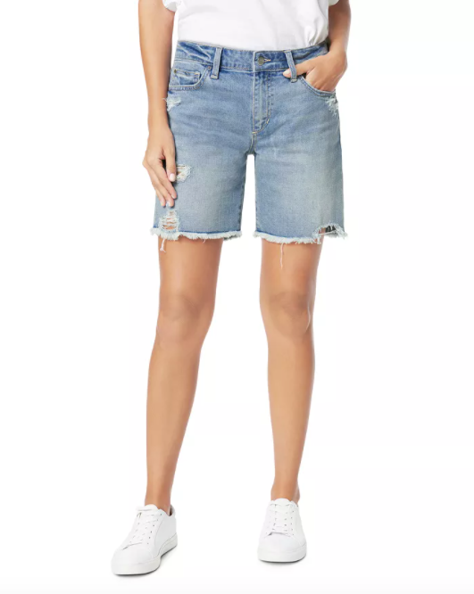 Frayed Denim Bermuda Shorts in Shasta