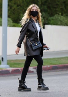 Ashley Benson in leather in summer