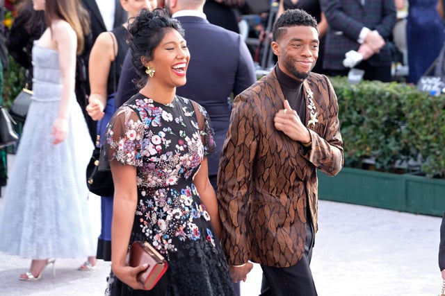 Taylor Simone Ledward and Chadwick Boseman at the 25th annual Screen Actors Guild Awards