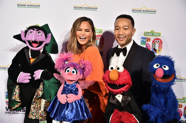 John Legend and Chrissy Teigen at the Sesame Workshop's 50th Anniversary Benefit Gala