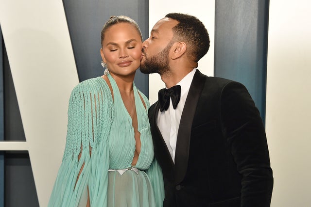 Chrissy Teigen and John Legend at the 2020 Vanity Fair Oscar Party