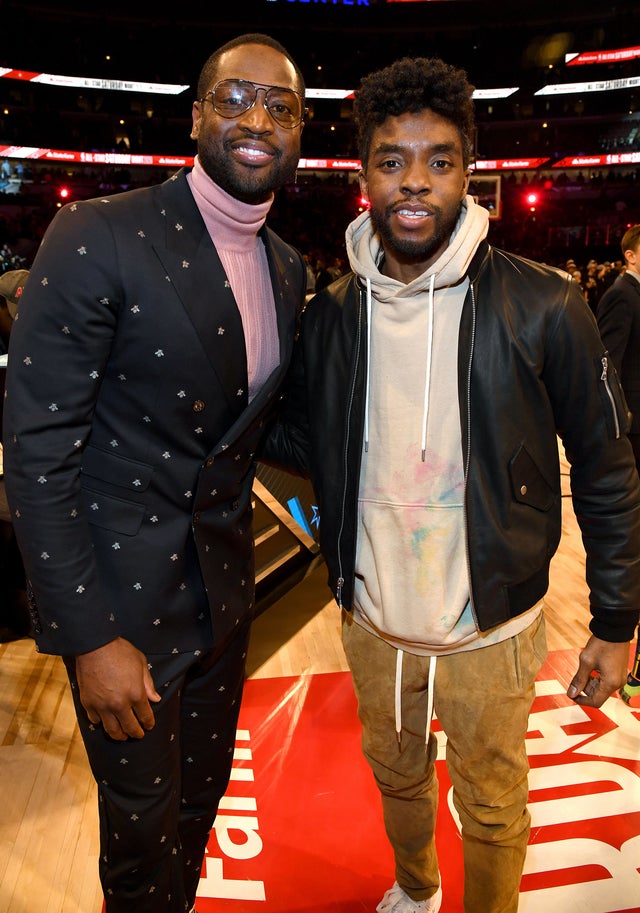 Dwyane Wade and Chadwick Boseman at 2020 State Farm All-Star Saturday Night