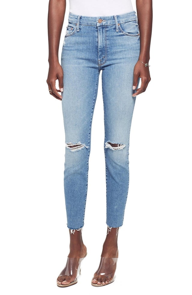 Looker Ripped High Waist Fray Ankle Skinny Jeans