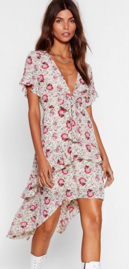 Playing For Flower Floral Midi Dress