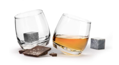 Set of 2 Rocking Whiskey Tumblers & Drink Stones