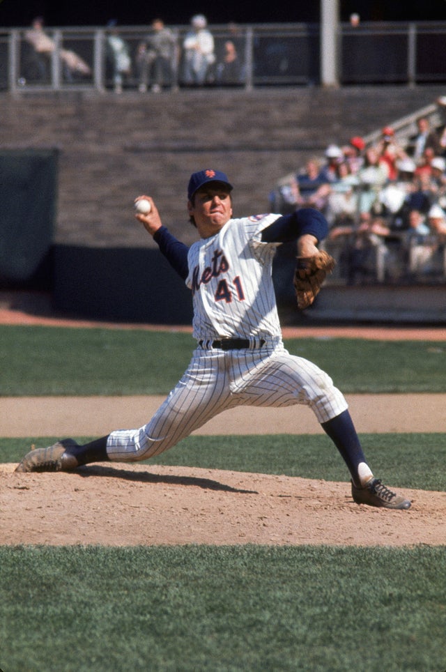 Tom Seaver Pitching During Baseball Game by Bettmann