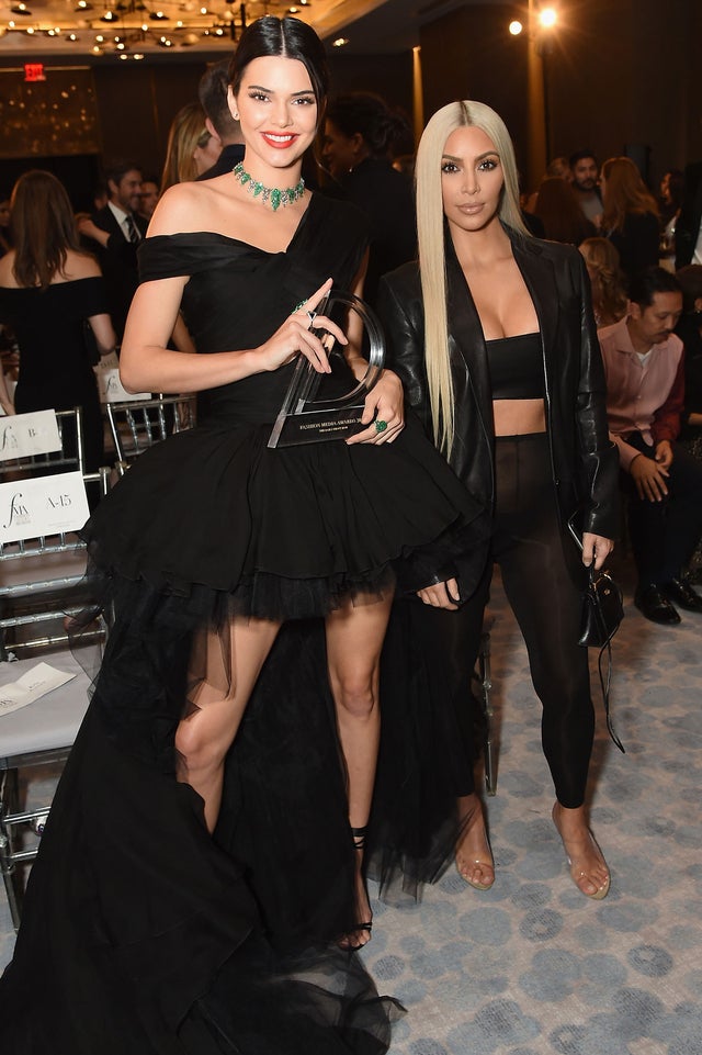 Kendall Jenner and Kim Kardashian West at the Daily Front Row's Fashion Media Awards 