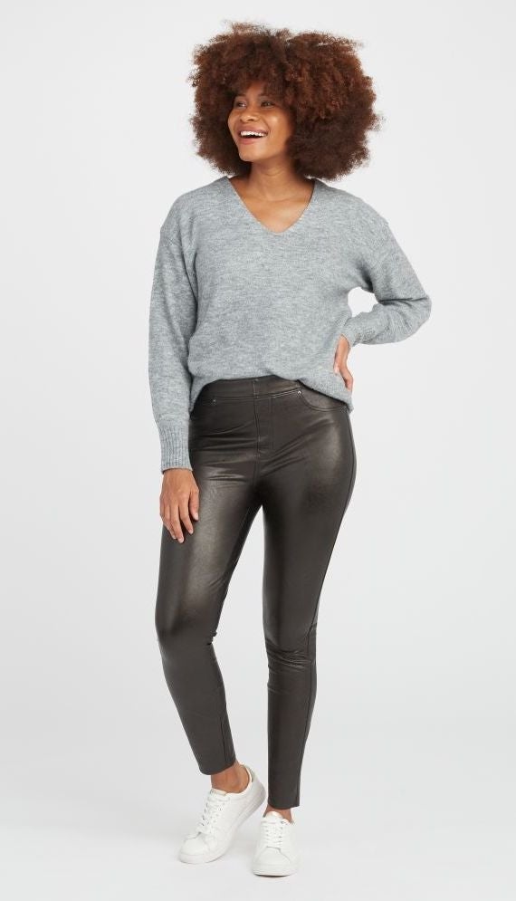 Leather-Like Ankle Skinny Pant