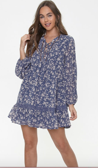 Floral Print Peasant Dress