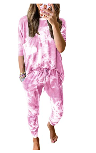 ROSKIKI 2-Piece Tie Dye Pajamas Set