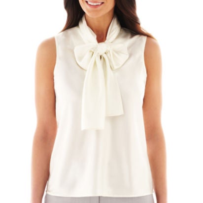 Sleeveless Tie-Neck Blouse