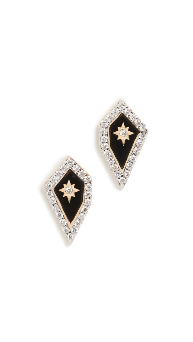 14k Mosaic Pave Star Post Earrings  