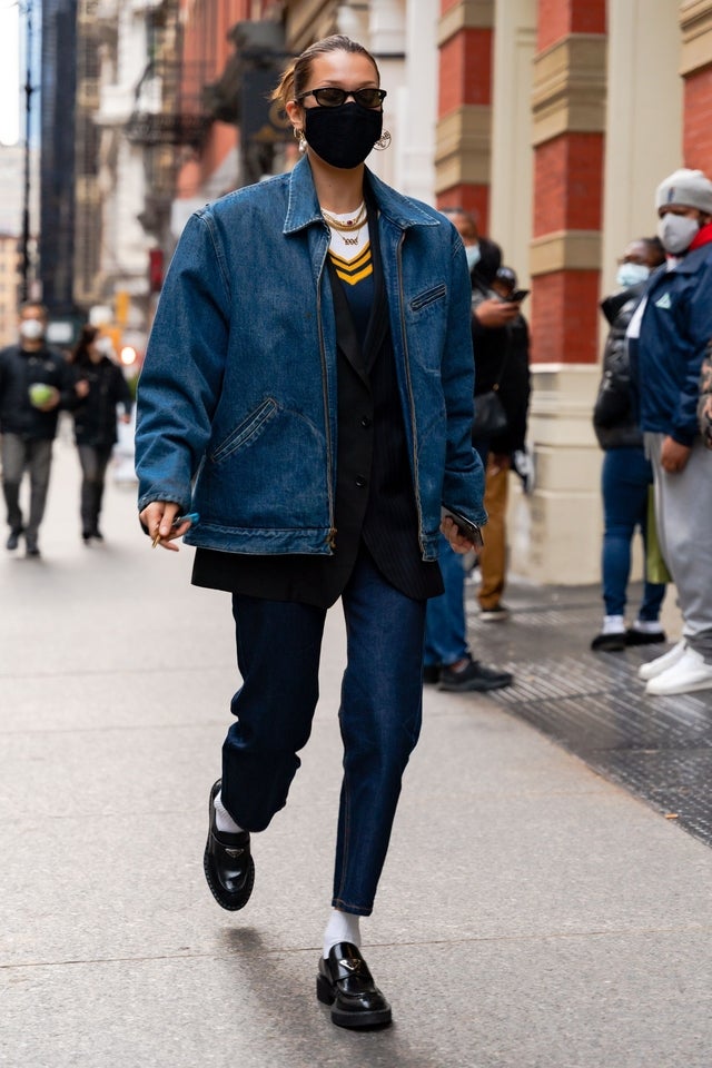  Bella Hadid is seen in SoHo on December 13, 2020 in New York City.