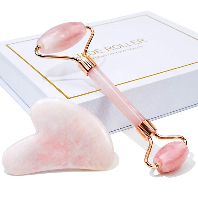 BAIMEI Rose Quartz Roller & Gua Sha