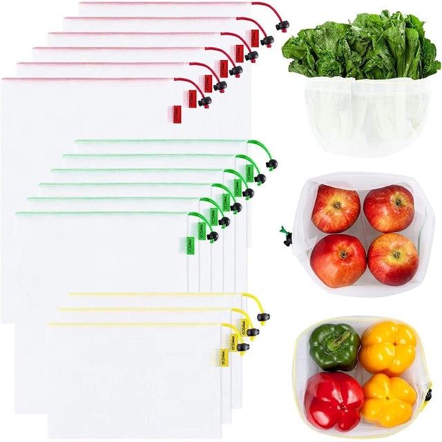 Set of 15 Reusable Mesh Produce Bags