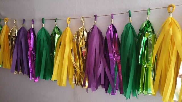 SnootyBlooms 20 Tassel Mardi Gras Tissue Paper Garland