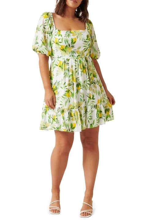 Ever New Lemon Print Babydoll Dress