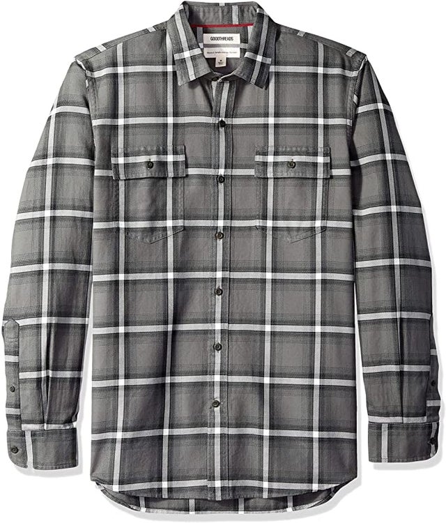 Goodthreads Men's Standard-Fit Long-Sleeve Plaid Twill Shirt