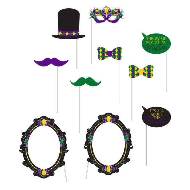 Unique Industries Mardi Gras Photo Booth Props, 10pc