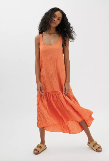 UO Claudia Plisse Maxi Dress